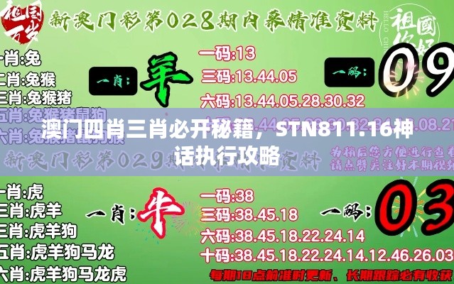 澳门四肖三肖必开秘籍,STN811.16神话执行攻略