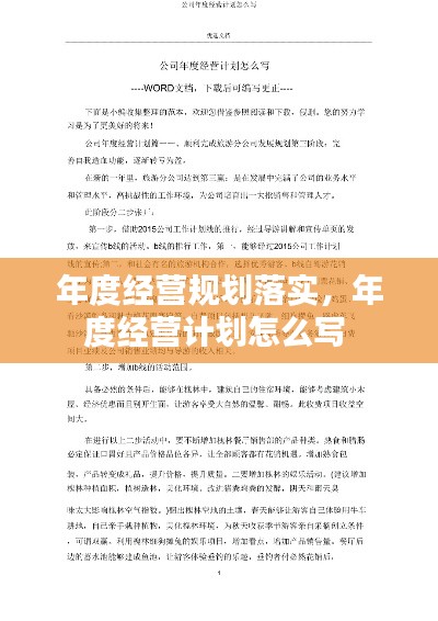 年度经营规划落实,年度经营计划怎么写